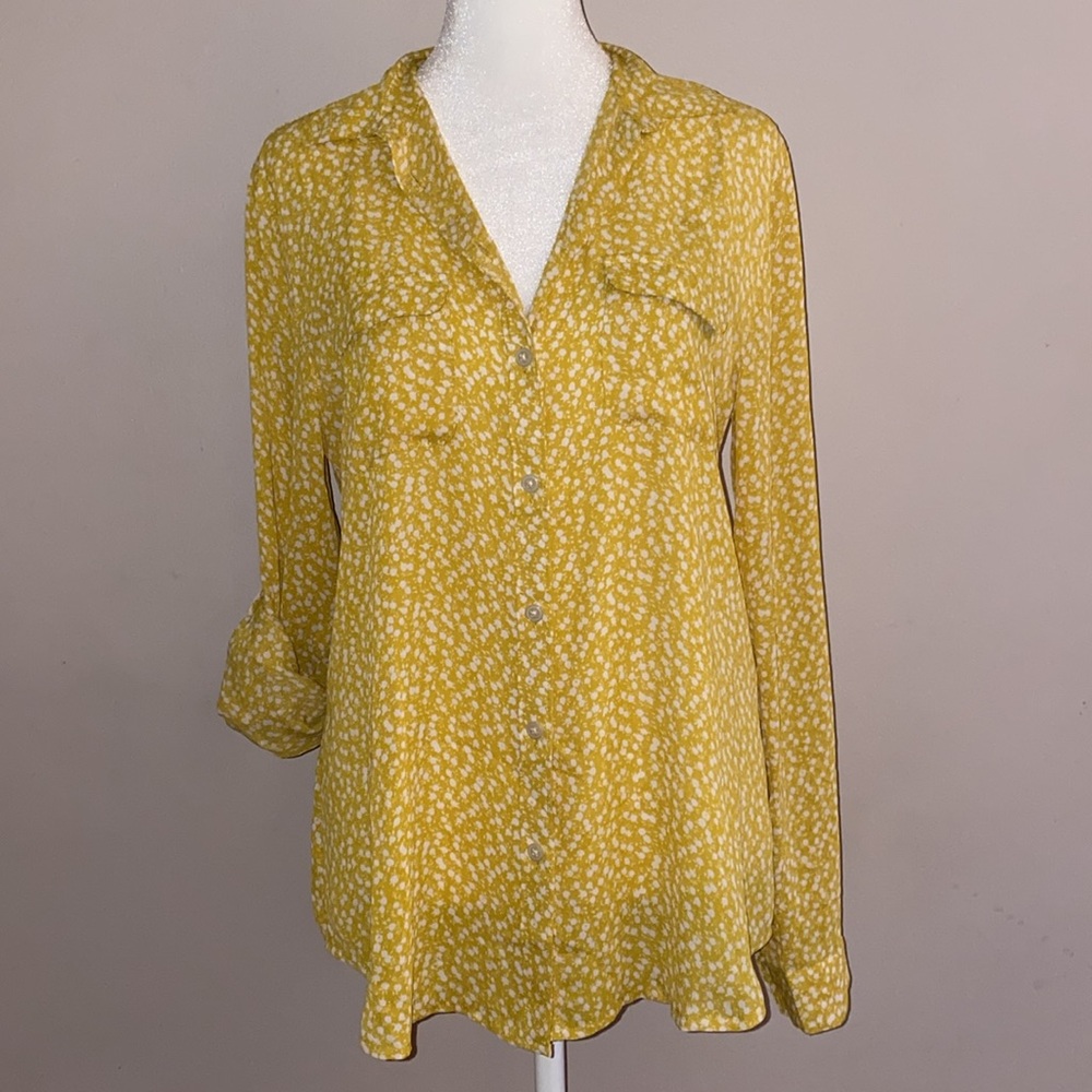 Loft Semi-Sheer Button Down Floral Shirt